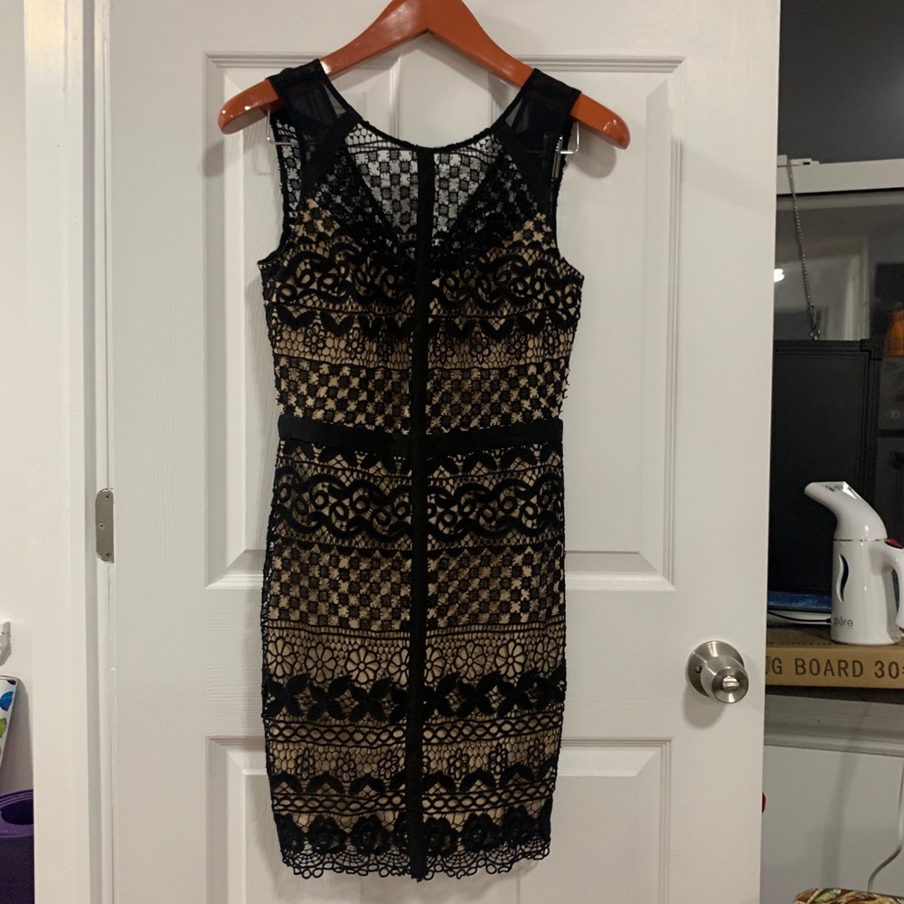 Marciano black/nude lace mini dress